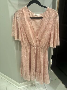 Kirundo Pink Floral Wrap Dress with Tie Waist